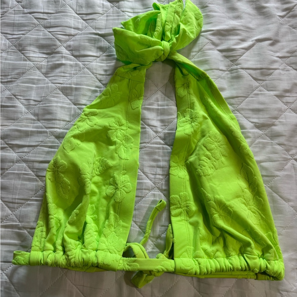 wild fable Neon Lime Halter Bikini Top - Embroidered Floral